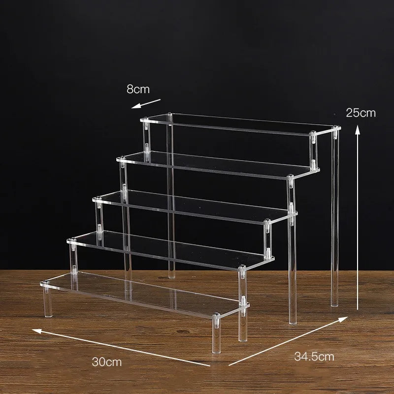 1-5 Tier Acrylic Display Stand,Clear Display Riser Rack for Cupcake,Perfume Doll Décor and Organizer Amiibo Funko POP Figures