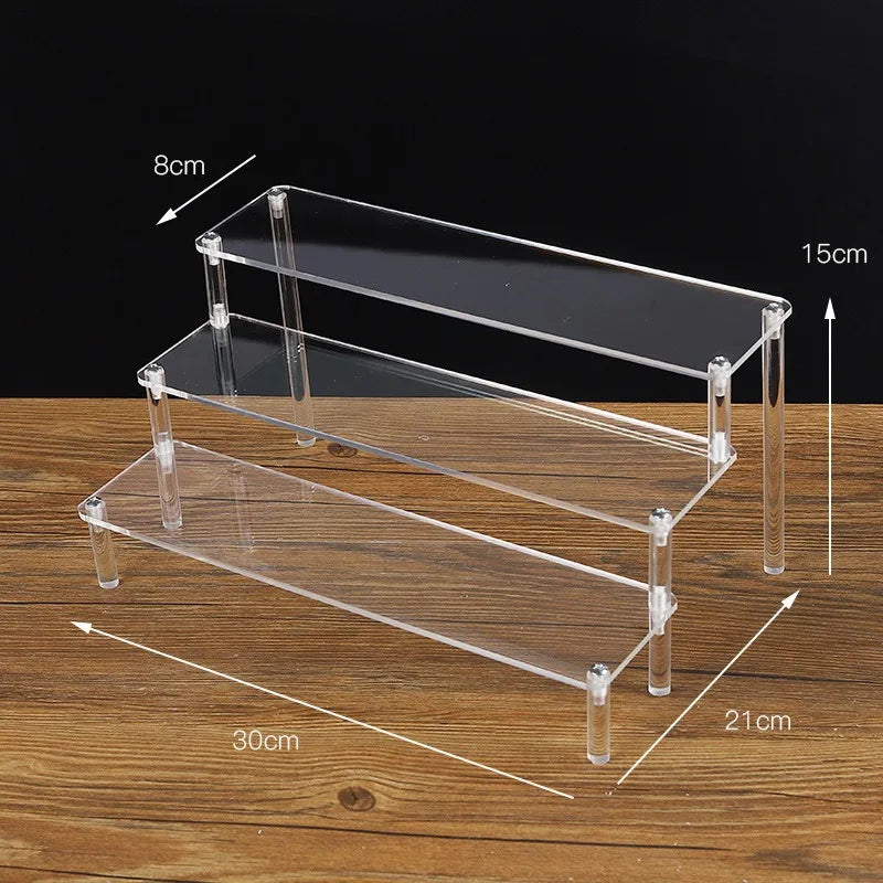 1-5 Tier Acrylic Display Stand,Clear Display Riser Rack for Cupcake,Perfume Doll Décor and Organizer Amiibo Funko POP Figures