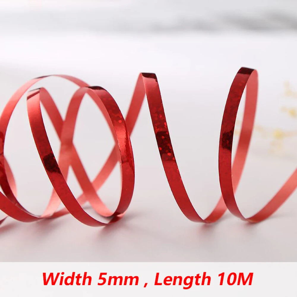 10Meter/Rolls 5mm Balloon Ribbon Party Birthday Wedding Accessorie Laser Balloon Chain Satin Ribbons Crafts DIY Party Decoration