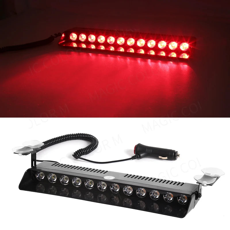 12 LED Car Strobe Light Flash Warning Signal Beacon Police Fireman Emergency Windshield  Trailer Vehicle Indicators Waterproof