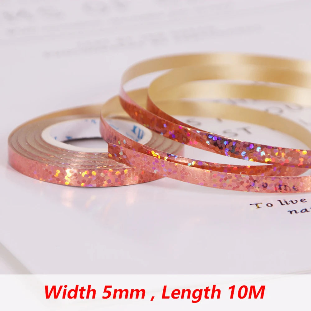 10Meter/Rolls 5mm Balloon Ribbon Party Birthday Wedding Accessorie Laser Balloon Chain Satin Ribbons Crafts DIY Party Decoration