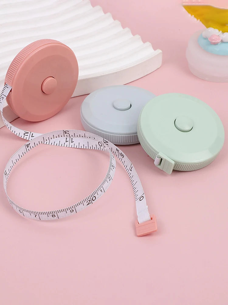 1PC/15PCS 1.5m Small Tape Measure Portable Student Soft Leather Three Measurement Clothes Automatic Recycling