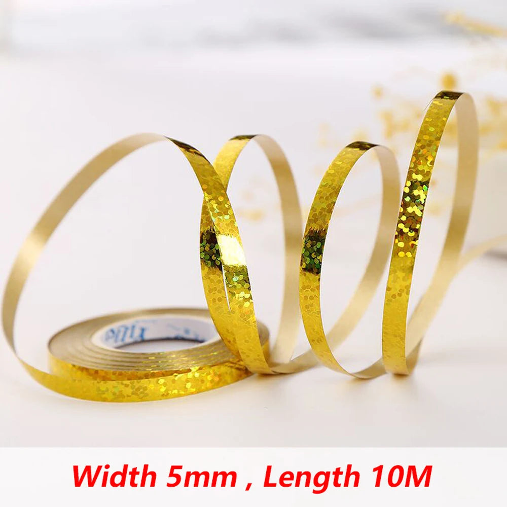 10Meter/Rolls 5mm Balloon Ribbon Party Birthday Wedding Accessorie Laser Balloon Chain Satin Ribbons Crafts DIY Party Decoration