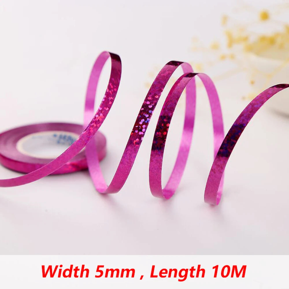 10Meter/Rolls 5mm Balloon Ribbon Party Birthday Wedding Accessorie Laser Balloon Chain Satin Ribbons Crafts DIY Party Decoration