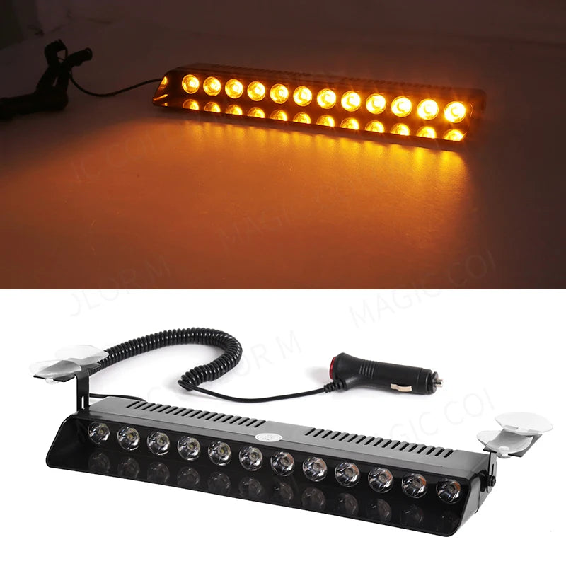 12 LED Car Strobe Light Flash Warning Signal Beacon Police Fireman Emergency Windshield  Trailer Vehicle Indicators Waterproof