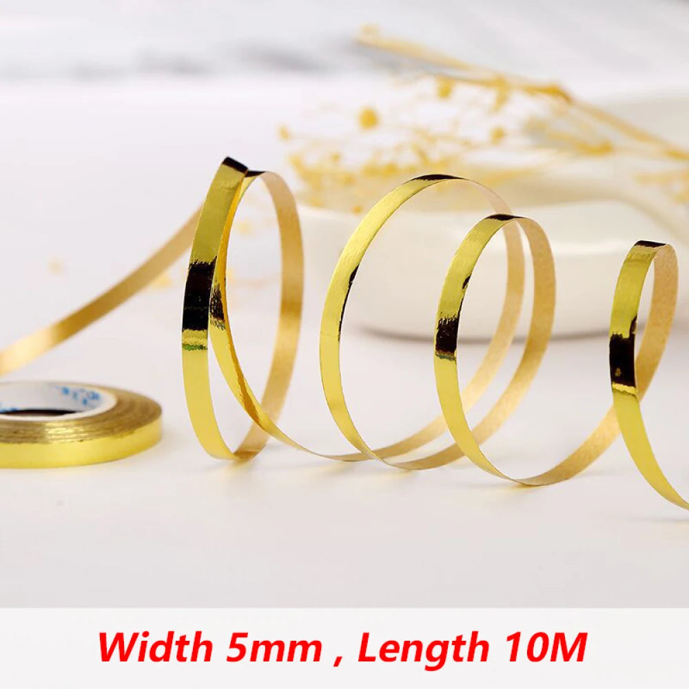 10Meter/Rolls 5mm Balloon Ribbon Party Birthday Wedding Accessorie Laser Balloon Chain Satin Ribbons Crafts DIY Party Decoration