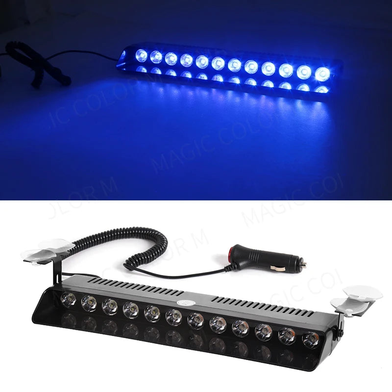 12 LED Car Strobe Light Flash Warning Signal Beacon Police Fireman Emergency Windshield  Trailer Vehicle Indicators Waterproof