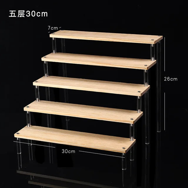1-5 Tier Acrylic Display Stand,Clear Display Riser Rack for Cupcake,Perfume Doll Décor and Organizer Amiibo Funko POP Figures