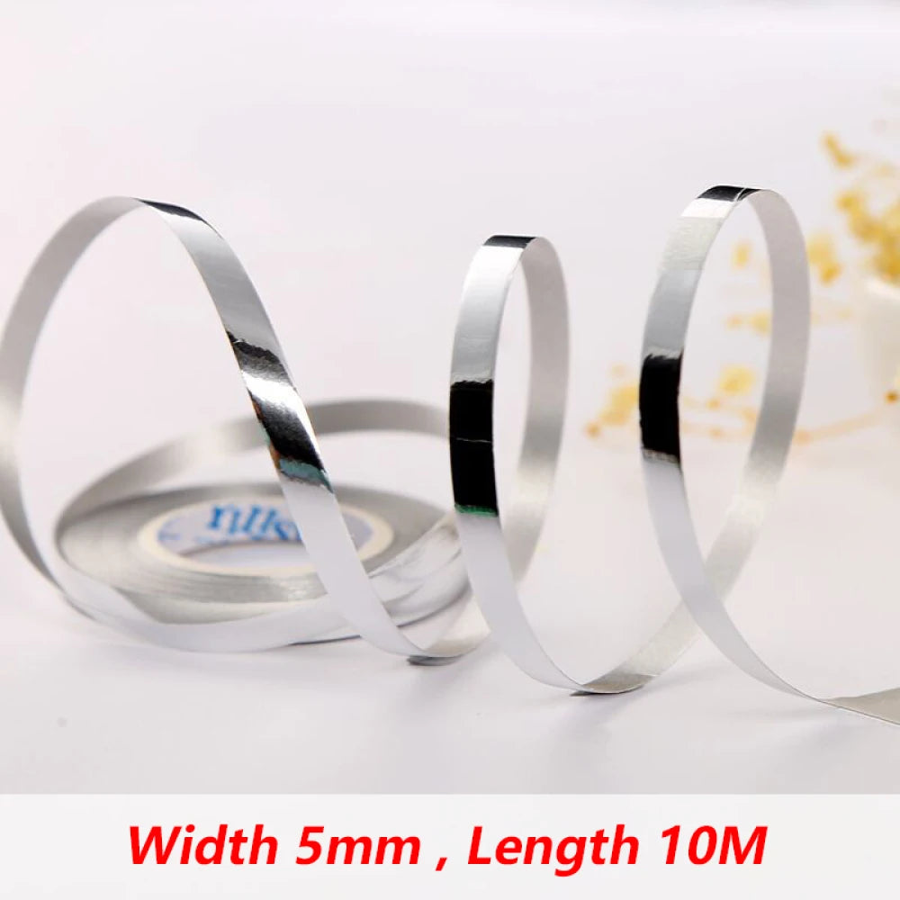 10Meter/Rolls 5mm Balloon Ribbon Party Birthday Wedding Accessorie Laser Balloon Chain Satin Ribbons Crafts DIY Party Decoration