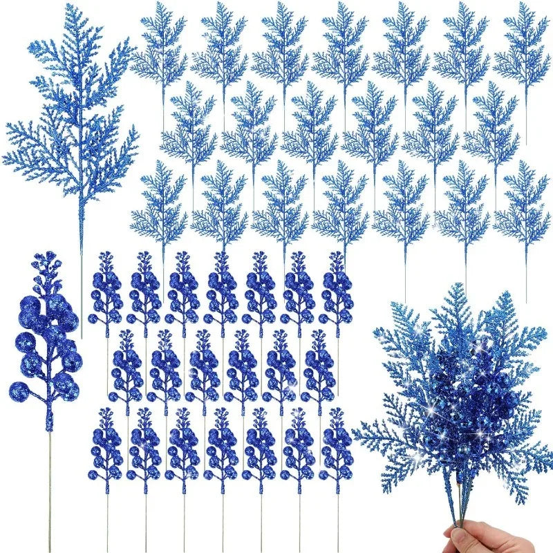 10Pcs Glitter Christmas Decoration Artificial Berrys Xmas Tree Hanging Home Flower Bouquets Decor DIY Wreath Gift Accessories