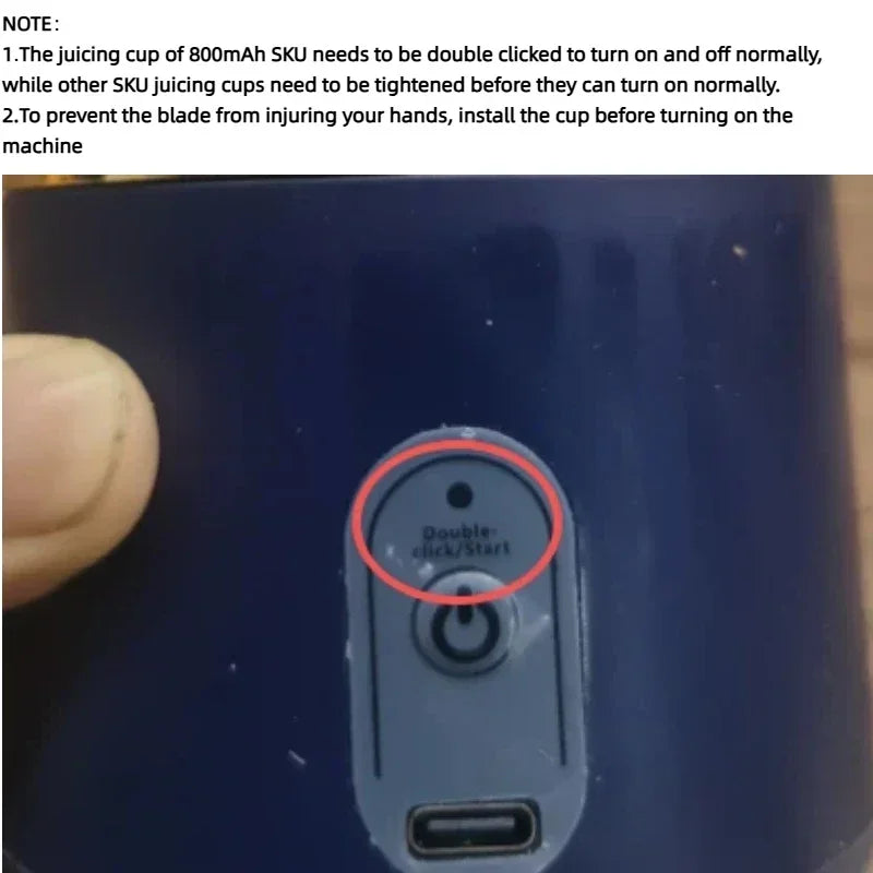 1PCS Juice Extractor Juice Cup Portable Rechargeable Small Juice Cup Home and Outdoor Multifunctional Juice Mixing 2Cups