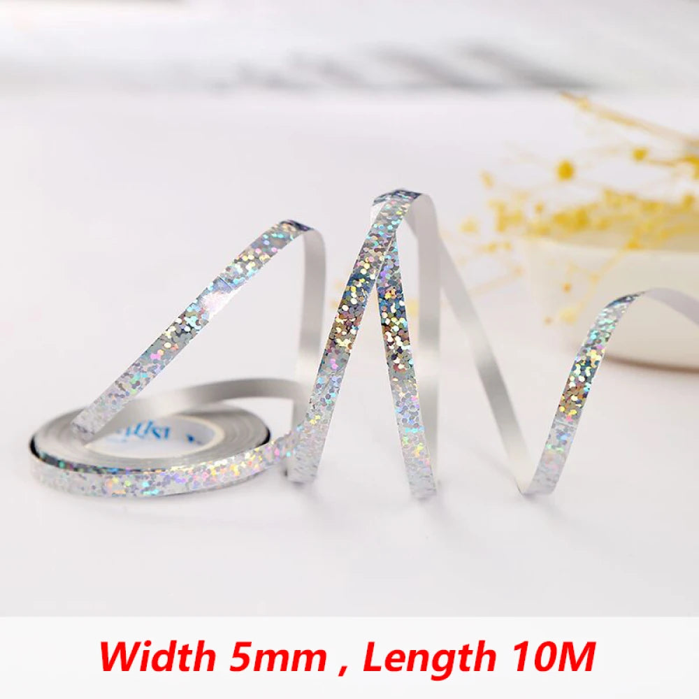 10Meter/Rolls 5mm Balloon Ribbon Party Birthday Wedding Accessorie Laser Balloon Chain Satin Ribbons Crafts DIY Party Decoration
