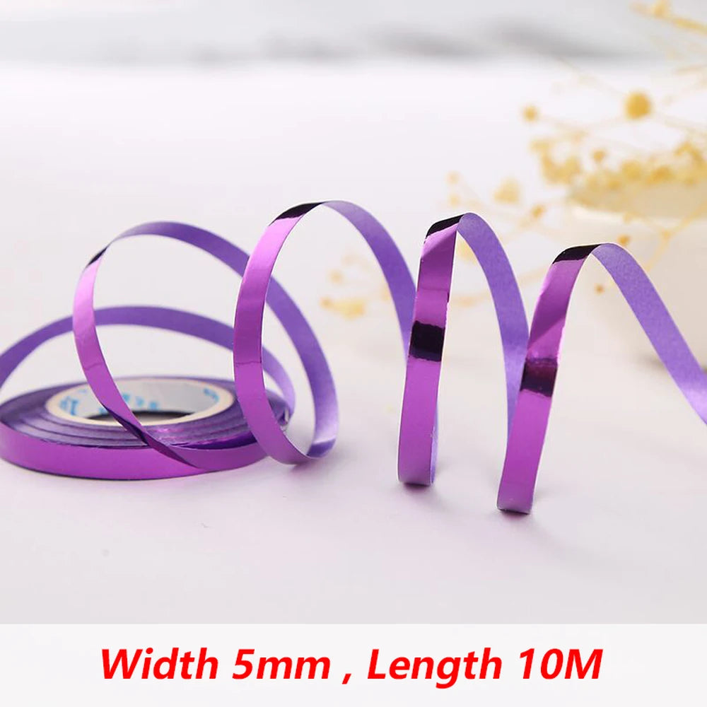 10Meter/Rolls 5mm Balloon Ribbon Party Birthday Wedding Accessorie Laser Balloon Chain Satin Ribbons Crafts DIY Party Decoration