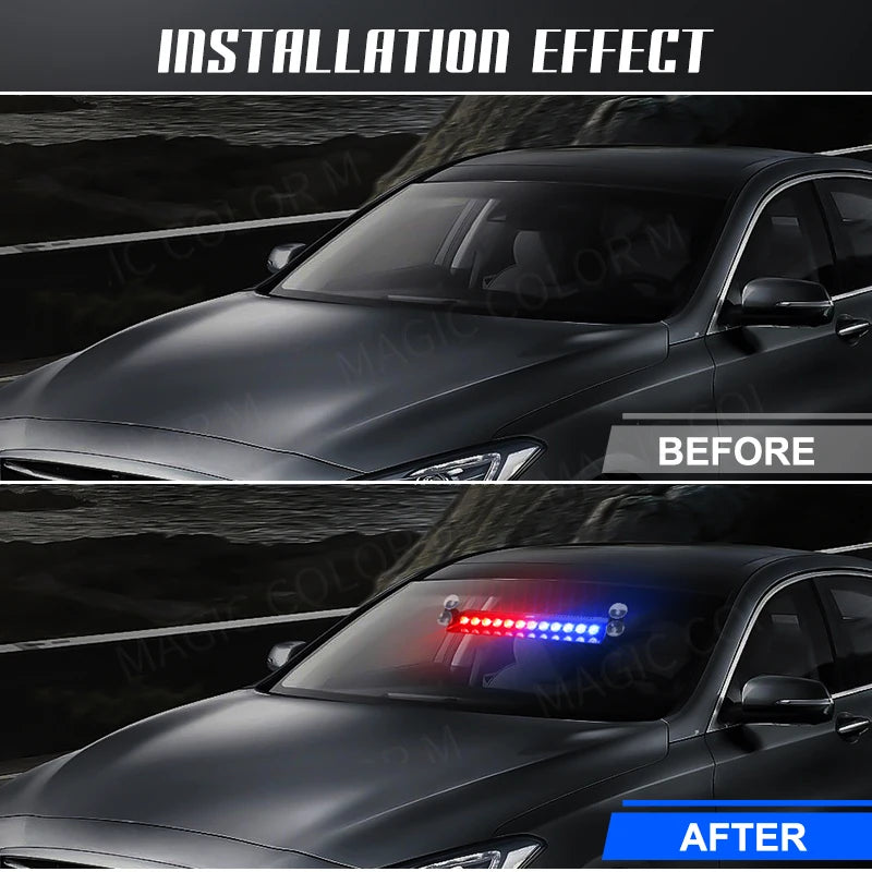 12 LED Car Strobe Light Flash Warning Signal Beacon Police Fireman Emergency Windshield  Trailer Vehicle Indicators Waterproof