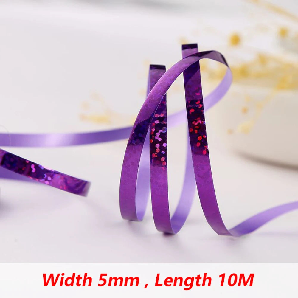 10Meter/Rolls 5mm Balloon Ribbon Party Birthday Wedding Accessorie Laser Balloon Chain Satin Ribbons Crafts DIY Party Decoration