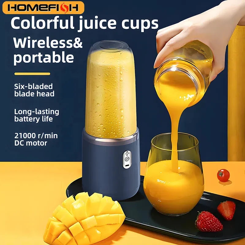 1PCS Juice Extractor Juice Cup Portable Rechargeable Small Juice Cup Home and Outdoor Multifunctional Juice Mixing 2Cups
