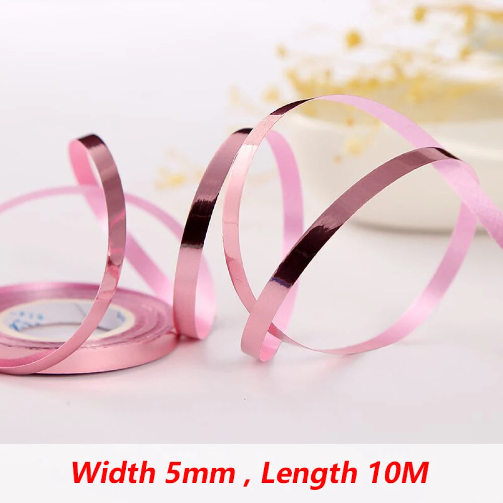 10Meter/Rolls 5mm Balloon Ribbon Party Birthday Wedding Accessorie Laser Balloon Chain Satin Ribbons Crafts DIY Party Decoration
